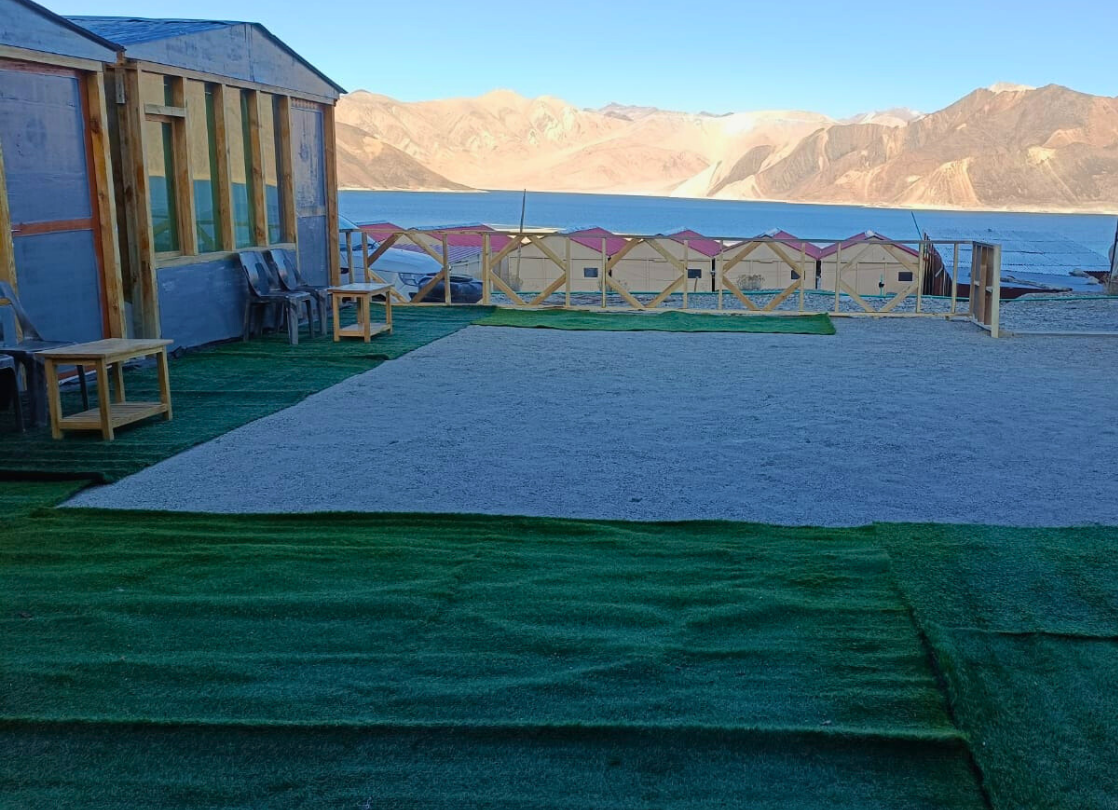 Lawn with Pangong Lake view